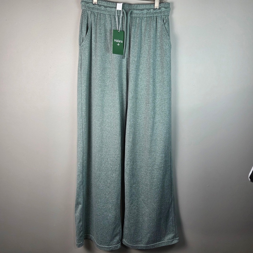 Halara Wide Leg Pants Women Size S Green NEW Heathered Lounge Yoga Athleisure